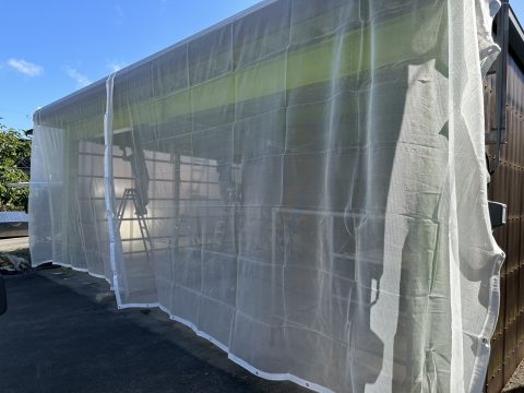 鉄骨カーポート　ペフ剥がし